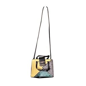 NIKKY Top Handle Satchel Purse Womens Colorblock Faux Leather Structured 9x7x4